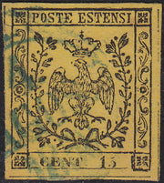 1852 - Edición del Ducado de Módena con un punto después de la figura, c. 10 gomas rosas nuevas intactas (9)