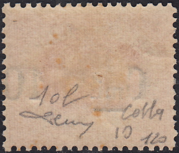 CG124 - 1892 - Stemma, c. 10 su 20c. rosso varietà "mi" caduta in basso nuovo con gomma (10l)
