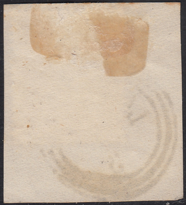 CG126 - 1874 - Emissione De La Rue, tiratura di TORINO c. 10 giallo ocra usato con il C3 austriaco di LONIGO 28/3 (T17)