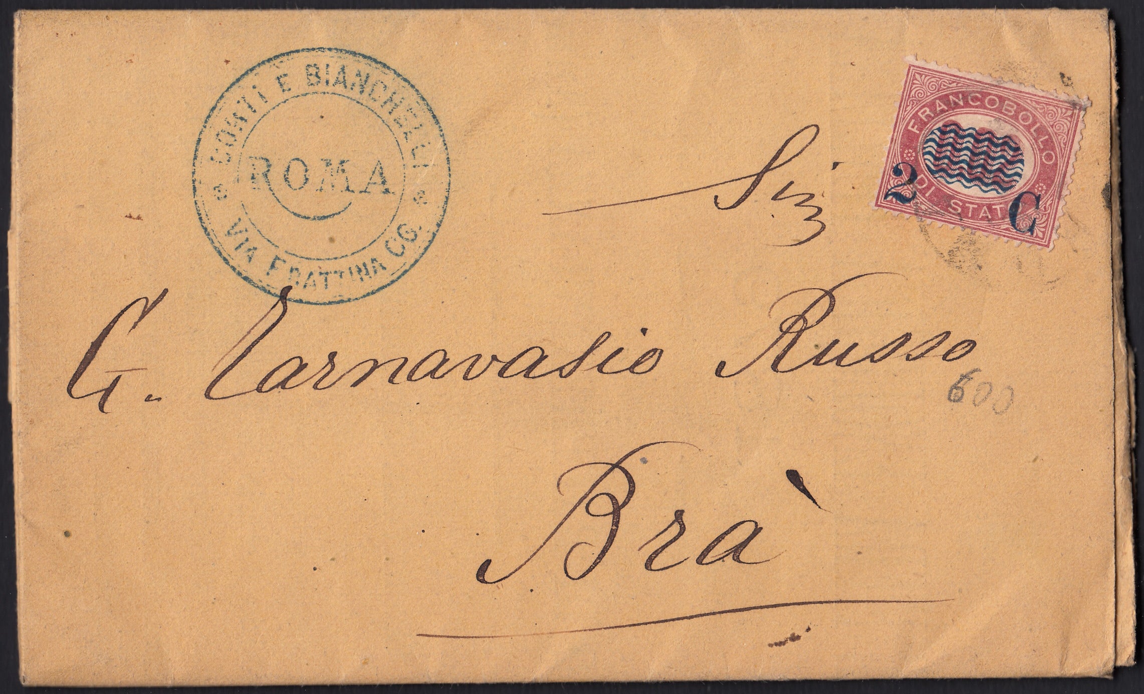 CG145 - 1879 - CIrcolare contenente offerta per un banco di rappresentanza alla fiera enologica, affrancata con c. 2 su c. 2 lacca isolato, bellissimo oggetto! (29)