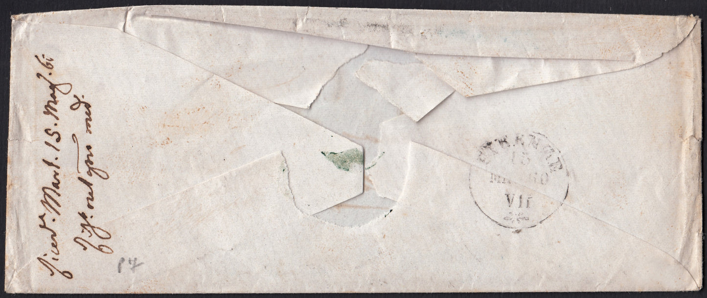 MSP12 - 1856 - Issue with dot after the figure, c. 10 roses on letter from Carrara to Modena (9)