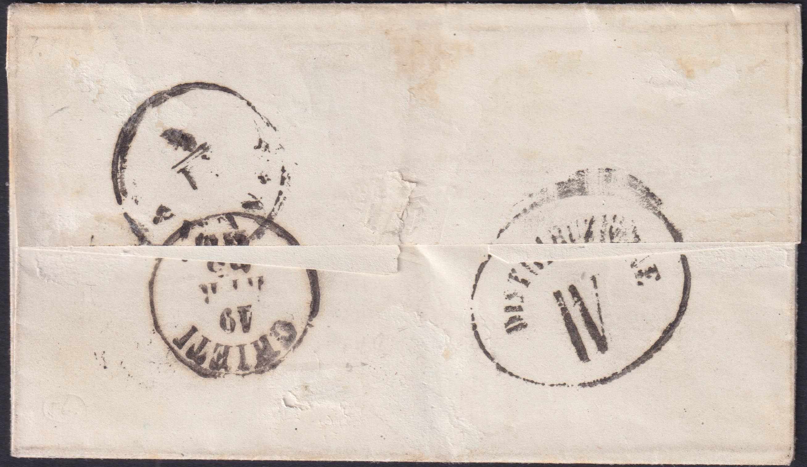 CG158 - 1863 - Emissione dentellata, c. 40 rosa chiarissimo su lettera da ORTONA per Venezia 18/4/63 (3c)