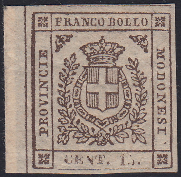 CG181 - 1859 - Scudo di Savoia sormontato da corona reale, c. 15 bruno scuro nuovo con gomma originale (13a)