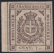 CG181 - 1859 - Scudo di Savoia sormontato da corona reale, c. 15 bruno scuro nuovo con gomma originale (13a)