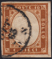 1860 - 1/2 dark blue tornese called "Croce di Savoia" used in the IL PAESE newspaper of 1/1/1861 (16b)