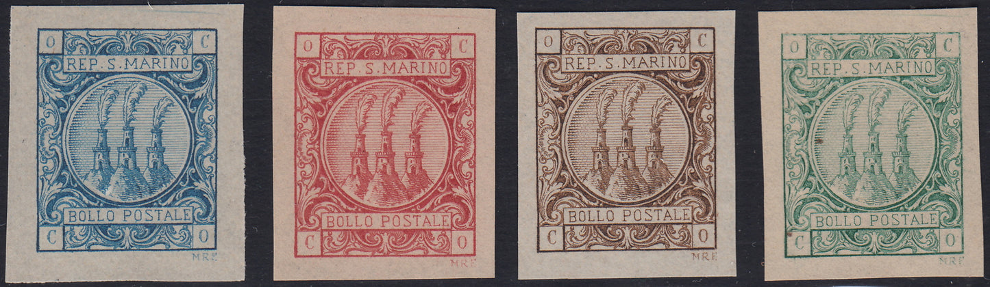 CG187 - 1865 - Saggi Martin Riester 4 valori in differenti colori, non adottati, nuovi non gommati provenienti da foglietti. (1/4)