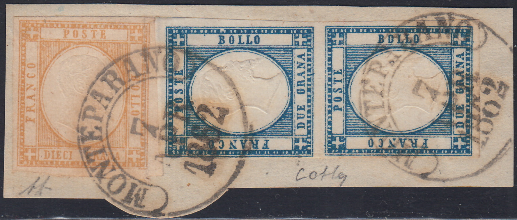 PN95 - 1861 - 50 grain gray block of four new copies with beautiful original rubber (24).