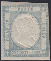 PN95 - 1861 - 50 grain gray block of four new copies with beautiful original rubber (24).