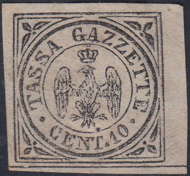 CG236 - 1859 - Tassa Gazzette Cent. 10 "Aquilotto" nero nuovo senza gomma (5).