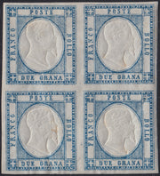 CG260 - 1861 - 2 grana azzurro chiaro blocco di quattro esemplari nuovo con gomma originale (20)