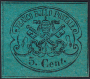 CG264 - 1867 - II emissione c. 5 azzurro verdastro su carta lucida nuovo con gomma originale (16)
