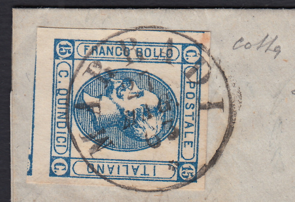 1862 - Efigie de Vittorio Emanuele II mirando hacia la derecha, c. 80 amarillo anaranjado oscuro perforado con peine, usado (4b)