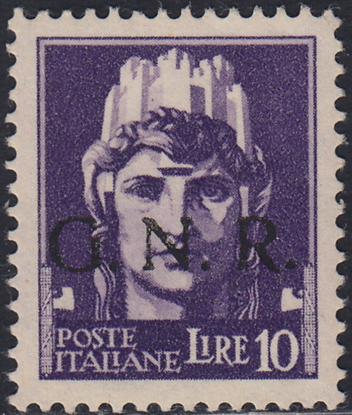 R.S.I. Aufdruckproben, Luftpost L. 2 azurblau mit doppeltem Aufdruck fascetto kopfüber in schwarz (P15Aa)