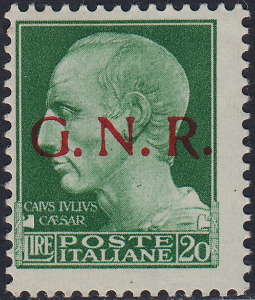 R.S.I. Aufdruckproben, Luftpost L. 2 azurblau mit doppeltem Aufdruck fascetto kopfüber in schwarz (P15Aa)