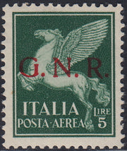 CG272 - 1944 - Posta Aerea, GNR tiratura di Verona L. 5 verde nuovo gomma integra (123)