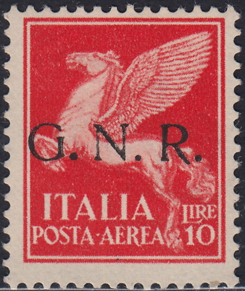 CG273 - 1944 - Posta Aerea, GNR tiratura di Verona L. 10 carminio nuovo gomma integra (124)
