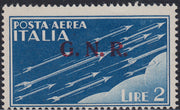 RSI Overprint essays, Posta Aerea L. 2 light blue with double overprint inverted band in black (P15Aa)
