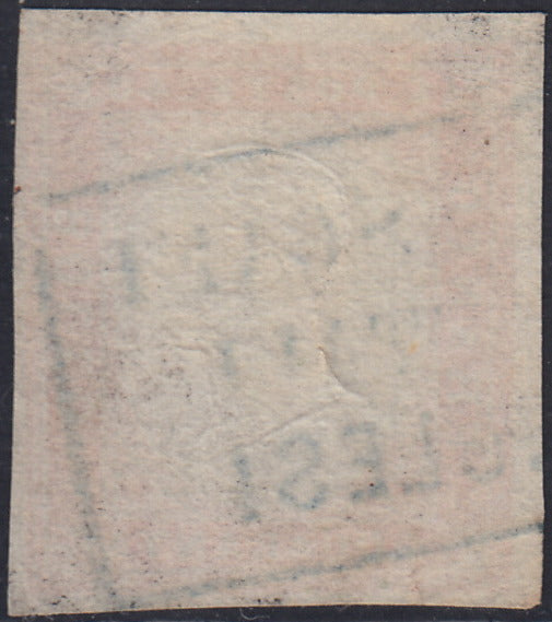 CG280 - 1855/63 - Sardegna IV emissione c. 40 rosso carminio usato PIROSCAFI POSTALI INGLESI (16D, p.ti R3)