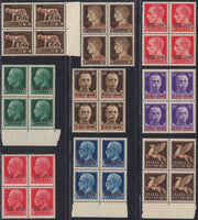 CG292 - 1941 - Francobolli d'Italia soprastampati ISOLE JONIE, serie di 13 esemplari in quartine gomma integra (1/8, 1, 1/4)