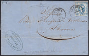 CG293 - 1863 - Regno Litografico del I tipo c. 15 azzurro varietà "C" chiusa su lettera da Genova per Savona 13/5/63 (12ca)