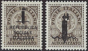 CG296 - R.S.I. Recapito Autorizzato, Non Emessi, 10c. grigio bruno soprastampa "k" e "l" nuovi con gomma integra (3A, 3B)