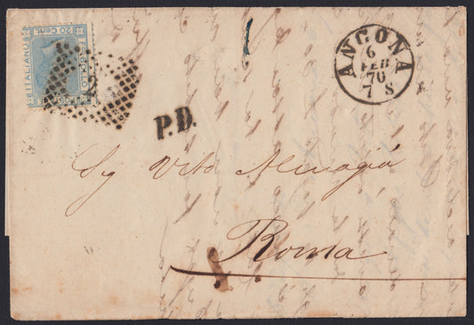 CG46 - 1879 - Issue De La Rue Turin edition c. 30 dark brown on letter from Camogli to Costantiopoli 11/8/78 (T19)