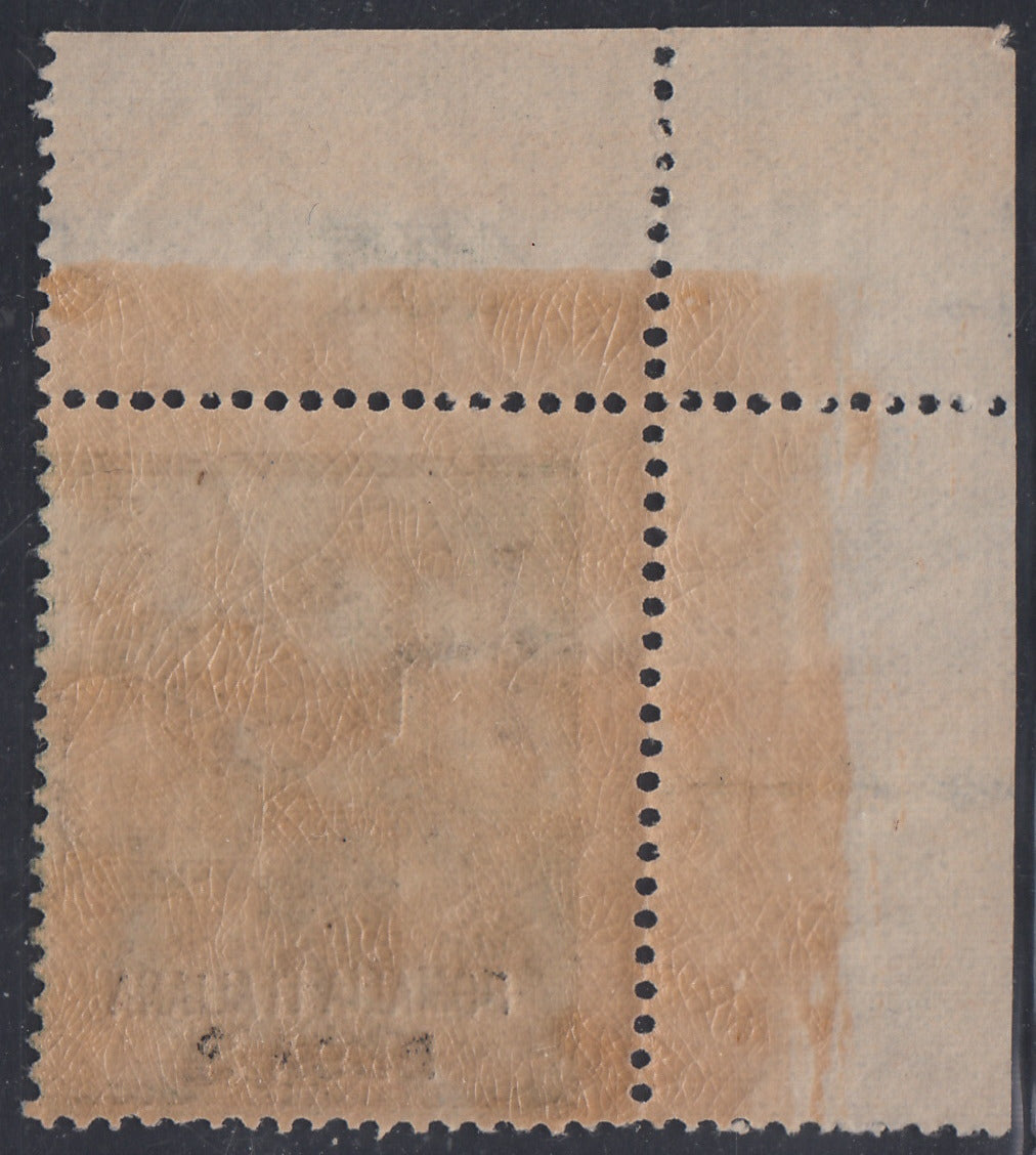 CG51 - 1922 - Vittoria Alata, 3 besa su c. 5 verde nuovo gomma integra e con numero di tavola 137 (30)