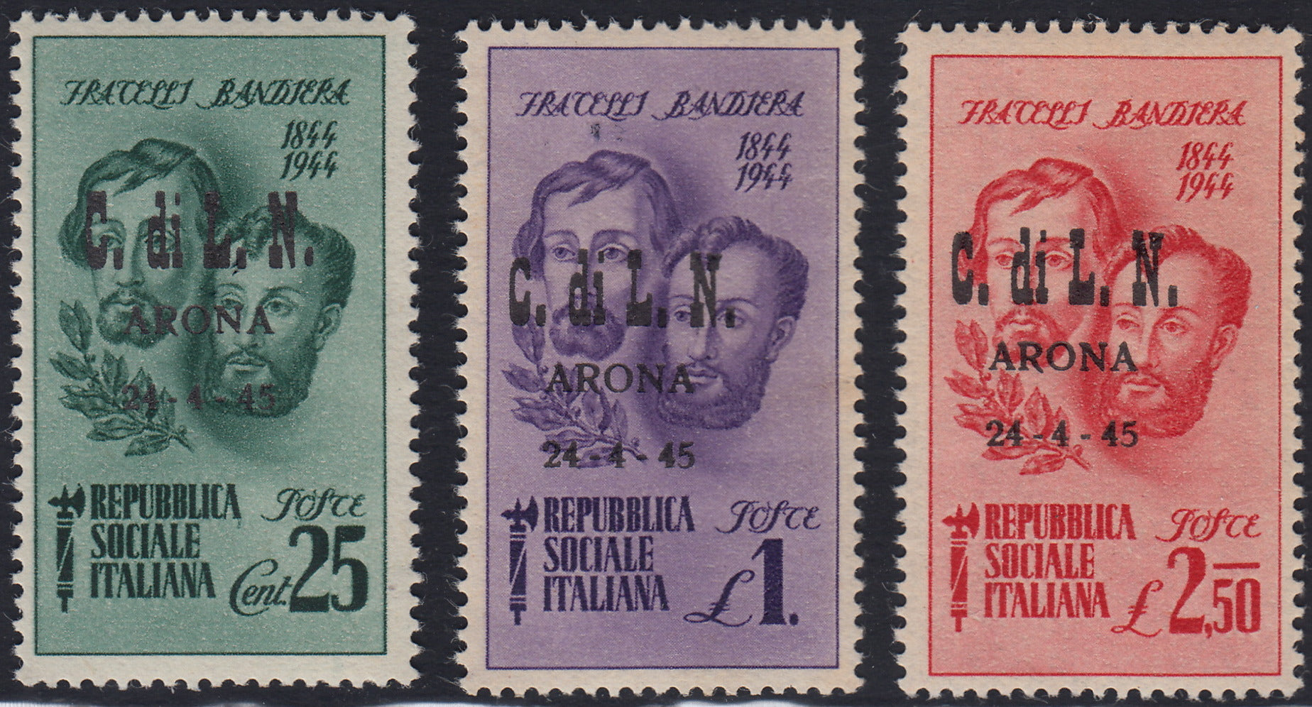 CLN110 - CLN Arona - Fratelli Bandiera serie completa di tre valori  nuova con gomma originale (11/13)
