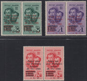 CL114 - 1945 - CLN Aosta - Fratelli Bandiera serie completa in coppie di cui l'esemplare di sinistra con soprastampa in francese e quello di destra in italiano, serie nuova gomma originale