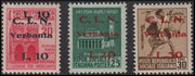 CLN16 - 1945 - CLN Verbania, francobolli di Regno soprastampati "CLN Verbania" serie completa di tre valori nuova con gomma integra (1/3)