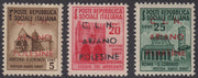 CLN35 - 1944 - Monumenti distrutti, serie di tre valori nuovi con gomma integra con soprastampa "C.L.N. ARIANO POLESINE" (38/40)