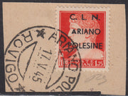 CLN28 - 1944 - RSI stamps overprinted "CLN ARIANO POLESINE" series of three stamps with overprints of different colors, new with intact gum (Unif. 38/40).