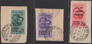 CLN28 - 1944 - Sellos RSI sobreimpresos "CLN ARIANO POLESINE" serie de tres sellos con sobreimpresiones de distintos colores, nuevos con goma intacta (Unif. 38/40). 
