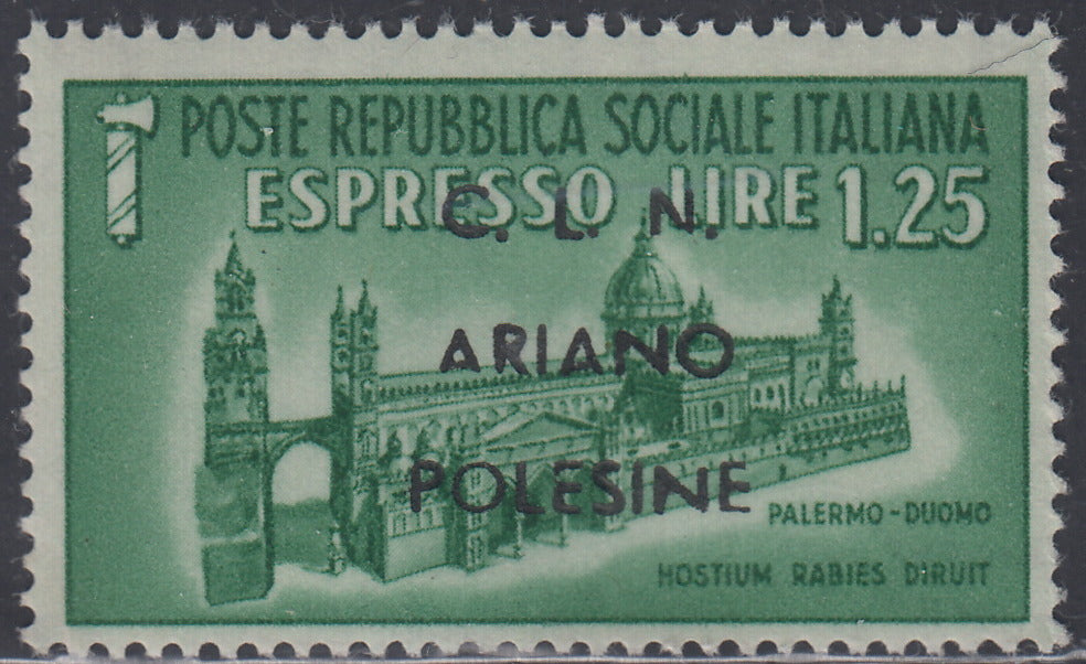 CLN69 - 1944 - Espresso di RSI soprastampato "CLN ARIANO POLESINE" nuovo con gomma integra (Unif. 37).