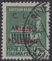 CLN28 - 1944 - RSI stamps overprinted "CLN ARIANO POLESINE" series of three stamps with overprints of different colors, new with intact gum (Unif. 38/40).