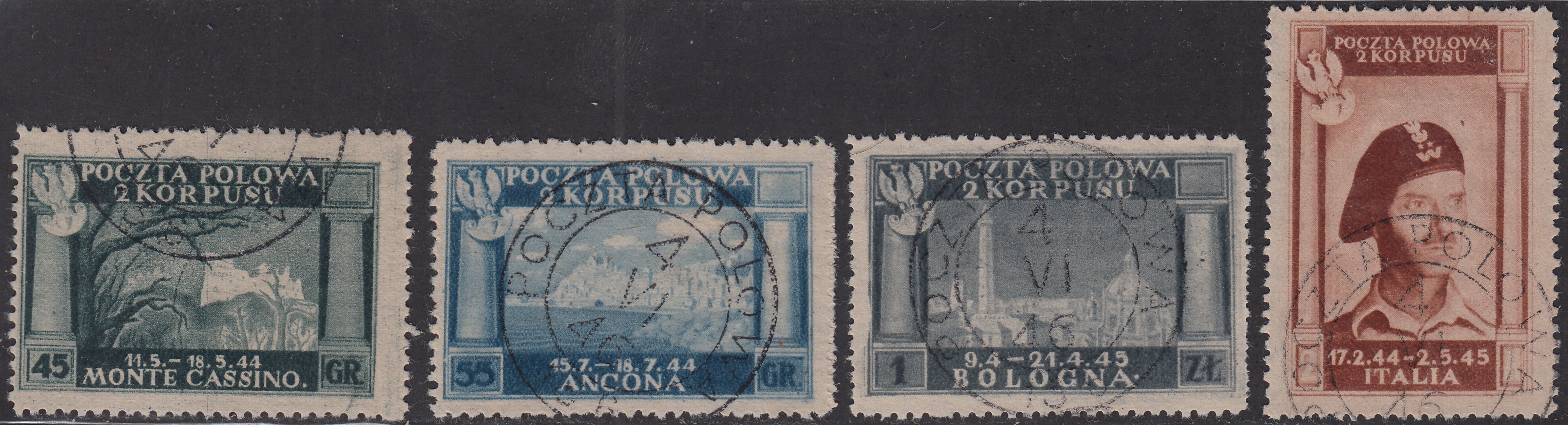 CP177 - 1946 - Corpo Polacco, I emissione 4 valori usata (1/4)