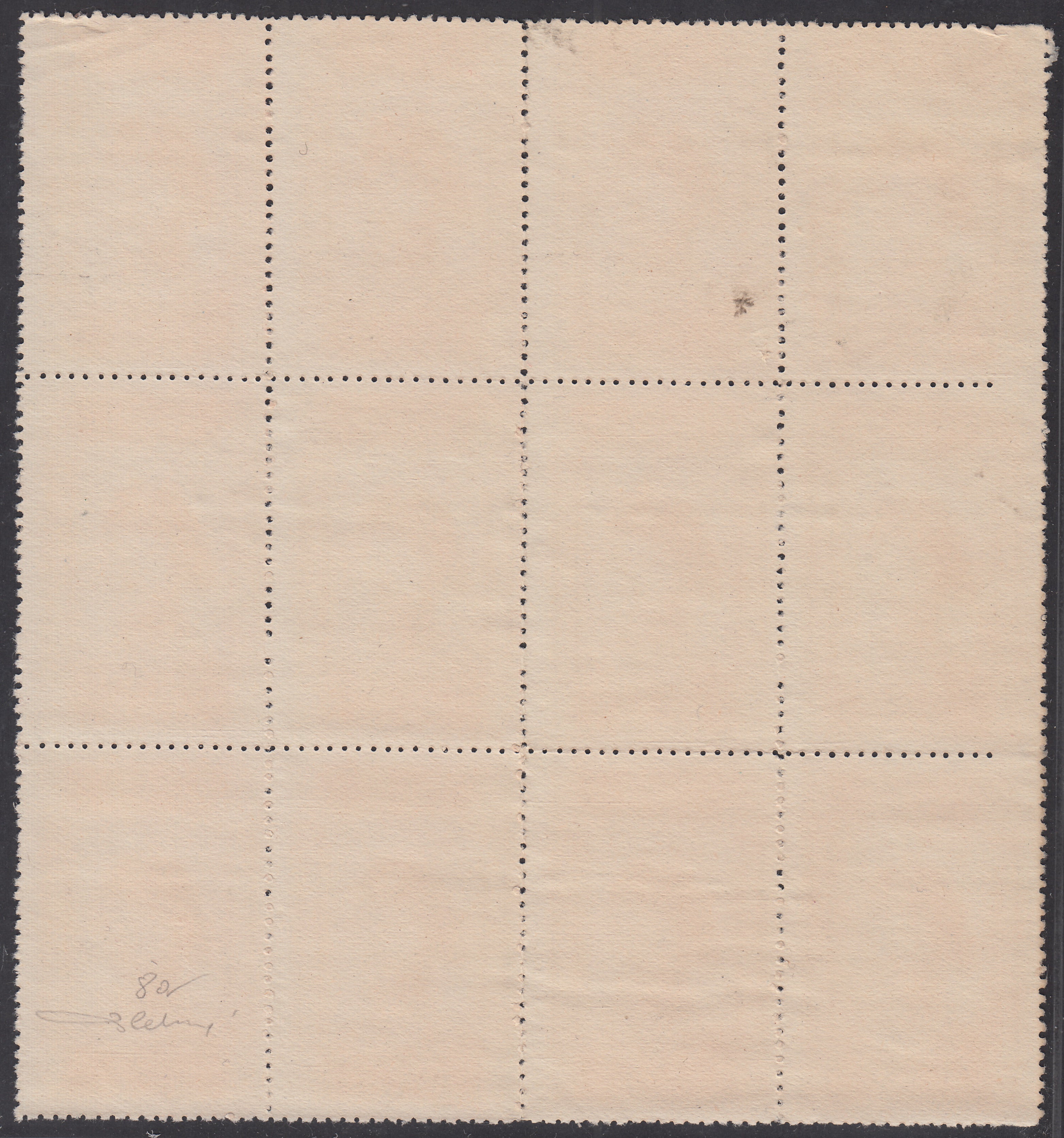 CP195 - 1946 - Corpo Polacco, vittorie polacche in Italia serie su carta bianca, spessa e di buona qualità, 2z. bruno cioccolato scuro blocco di 12 esemplari nuovi non gommati (8a)