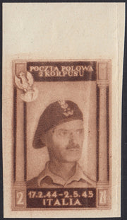 CP234 - 1946 - Effigie del Generale Anders, 2 Zt bruno giallastro non dentellato nuovo (8Bd)