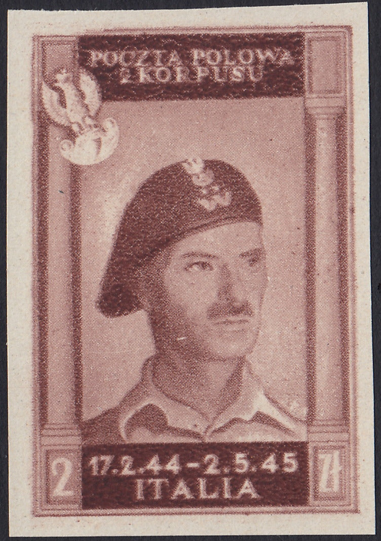 CP235 - 1946 - Effigie del Generale Anders, 2 Zt bruno lillaceo non dentellato nuovo (17A)