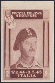 CP236 - 1946 - Effigie del Generale Anders, 2 Zt bruno lilla grigiastro non dentellato nuovo (17Aa)