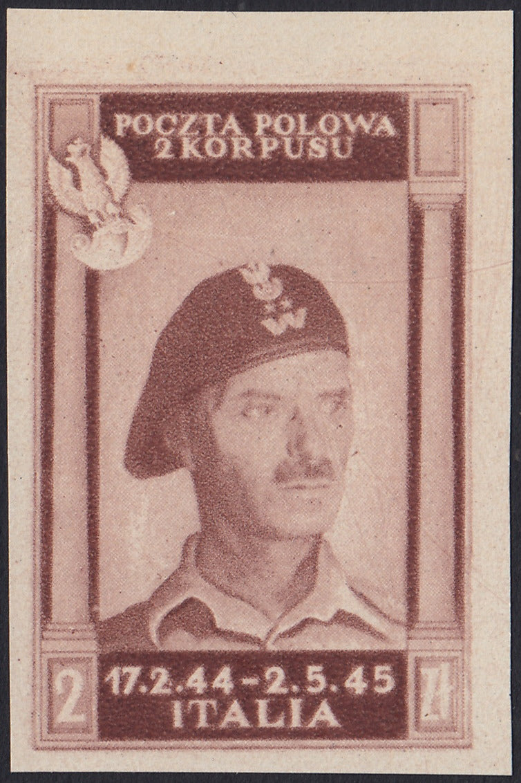 CP236 - 1946 - Effigie del Generale Anders, 2 Zt bruno lilla grigiastro non dentellato nuovo (17Aa)