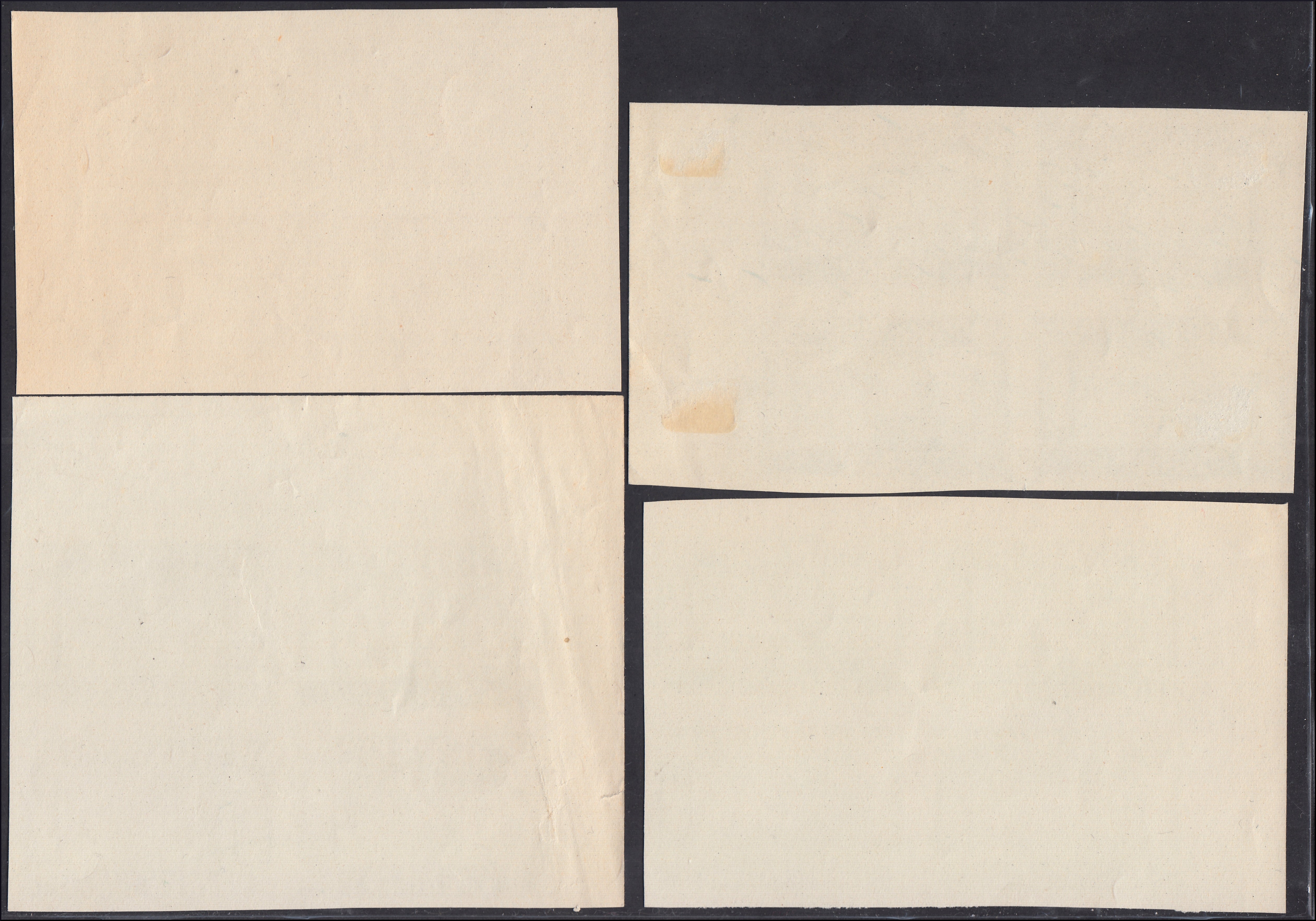 CP42 - 1946 - Corpo Polacco, vittorie polacche in Italia serie su carta bianca, spessa e di buona qualità, 4 valori in quartine nuove non gommate e non dentellate (5B/8B)