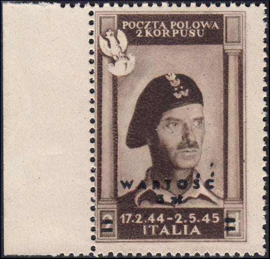 CP82 - 1946 - Corpo Polacco, vittorie polacche in Italia 5z su 2z nero su carta grigiastra, spessa e di qualità scadente nuovo non gommato (2)