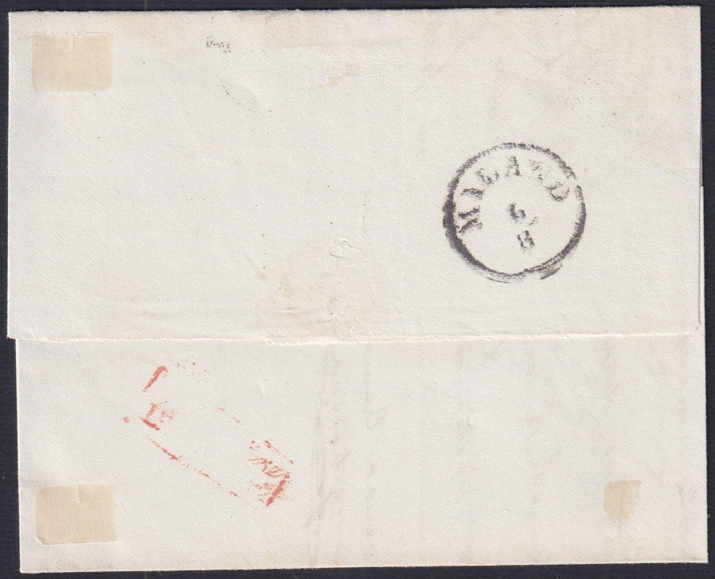 MODSP_100 - 1852 Lettera spedita da Modena per Milano 5/8/52 affrancata con c. 40 celeste I tiratura isolato (5)