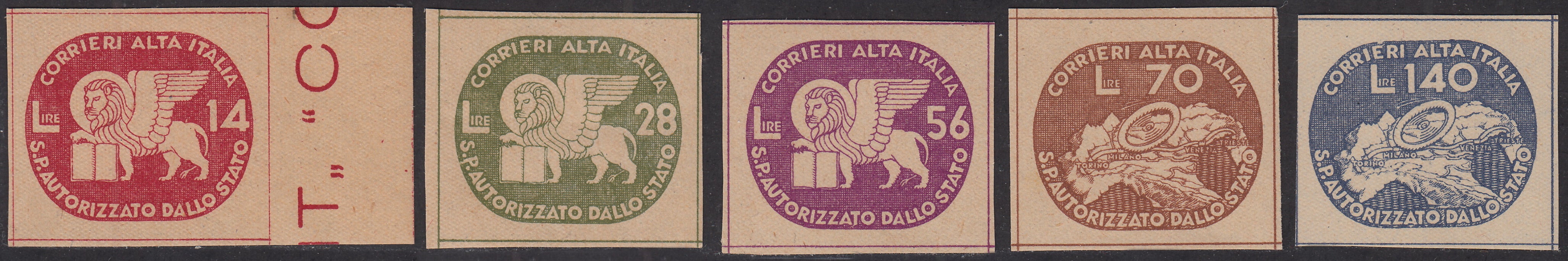 COR13 - Emissioni CORALIT, seconda serie non dentellata di cinque valori  nuova integra (3/7)