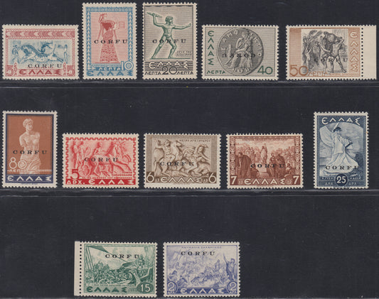 Corfu24 - 1941 - Italian Military Occupation of Corfu, Mythological of Greece overprinted CORFU complete set of 12 new stamps with original rubber (19/28+20/31)