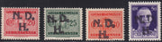 CRO18 - 1944 - Occupazione Croata, francobolli d'Italia soprastampati N.D.H. a mano, quattro valori differenti nuovi gomma integra.