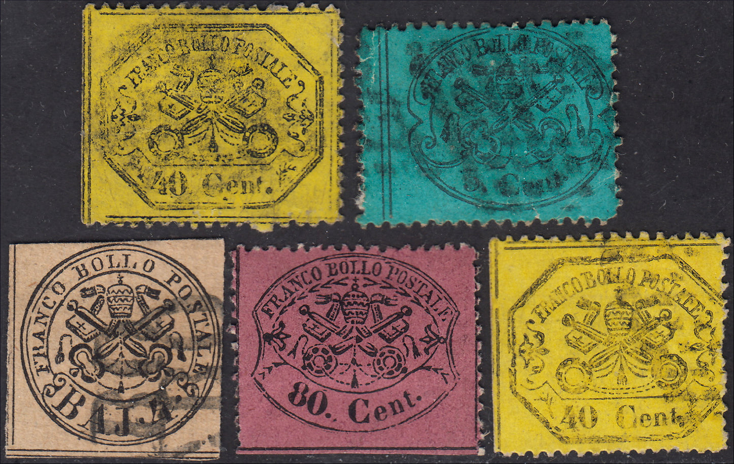 1852 - Papal State I issue 50 used blue baj (10)