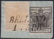 1858 - Postage due for newspapers, 4 kr. Dull red used on newspaper scrap (4)