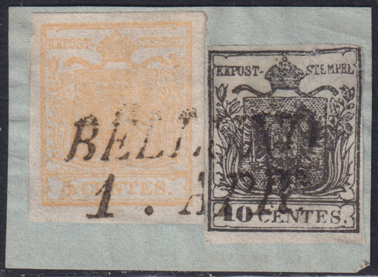 1858 - Postage due for newspapers, 4 kr. Dull red used on newspaper scrap (4)